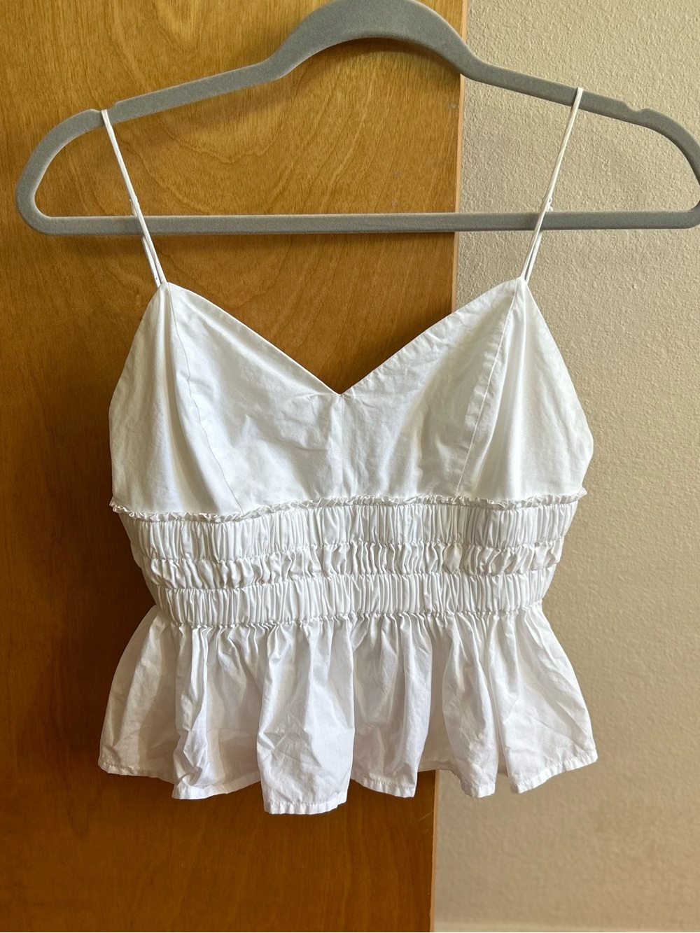 Express 100% Cotton White Smocked Peplum Cami Top - Women